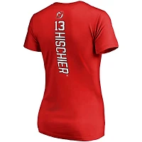 Fanatics pour femmes Nico Hischier Red New Jersey Devils Plus Backer Name & Number T-shirt à col en V