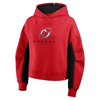 Sweat à capuche boxy rouge carreaux des Devils du New Jersey pour femmes Fanatics