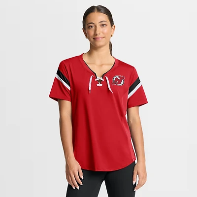 T-shirt rouge Athena Offside des Devils du New Jersey pour femmes