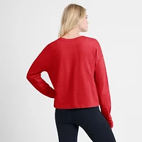 Women's Fanatics Red New Jersey Devils Oversized All Out Effort Long Sleeve Henley T-Shirt
