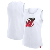 Débardeur Fanatics blanc pour femme, motif flammé des Devils du New Jersey
