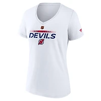 T-shirt à col en V édition spéciale New Jersey Devils Fanatics pour femmes, blanc