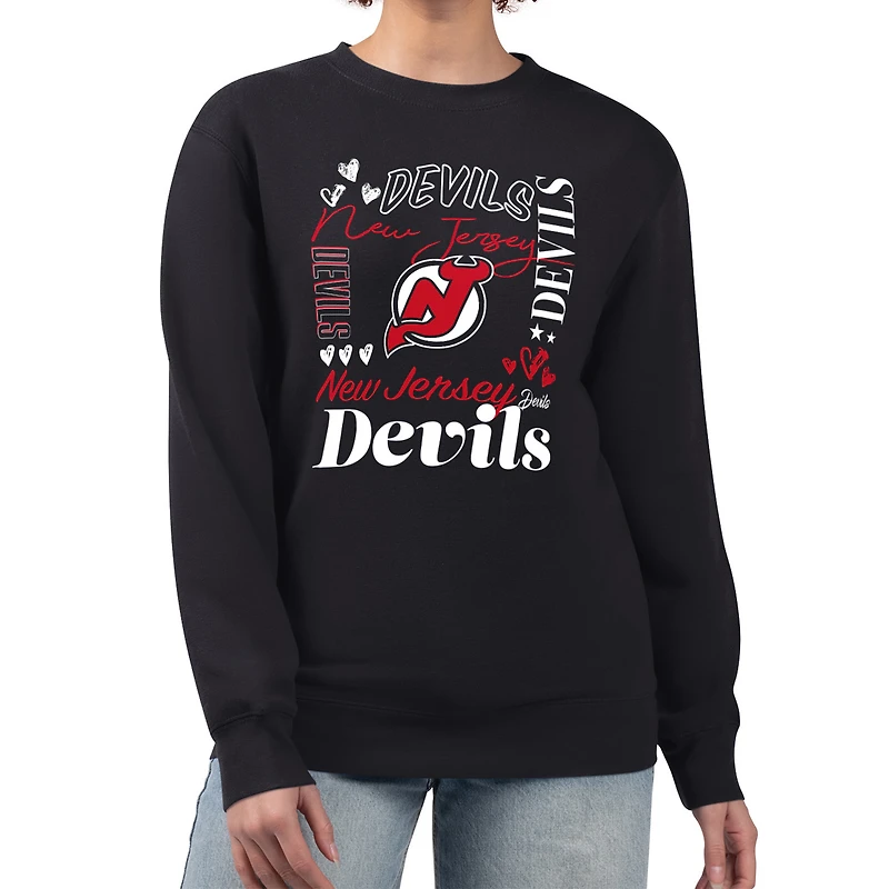 Sweat-shirt à manches longues en polaire motif collage noir New Jersey Devils G-III 4Her par Carl Banks pour femme