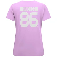 Women's Levelwear Jack Hughes Lavender New Jersey Devils Hockey Fights Cancer Anthem Name & Number T-Shirt