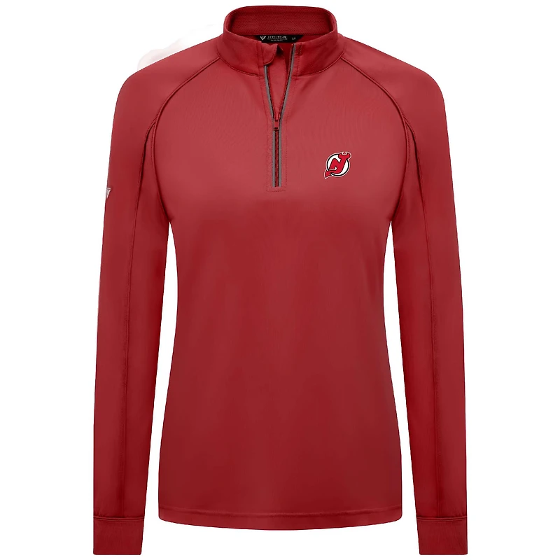 Haut à glissière quart de tour Kinetic Insignia Core Raglan pour femme Levelwear Red New Jersey Devils