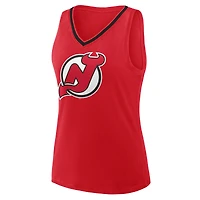 Débardeur à col en V avec logo athlétique rouge des Devils du New Jersey pour femme