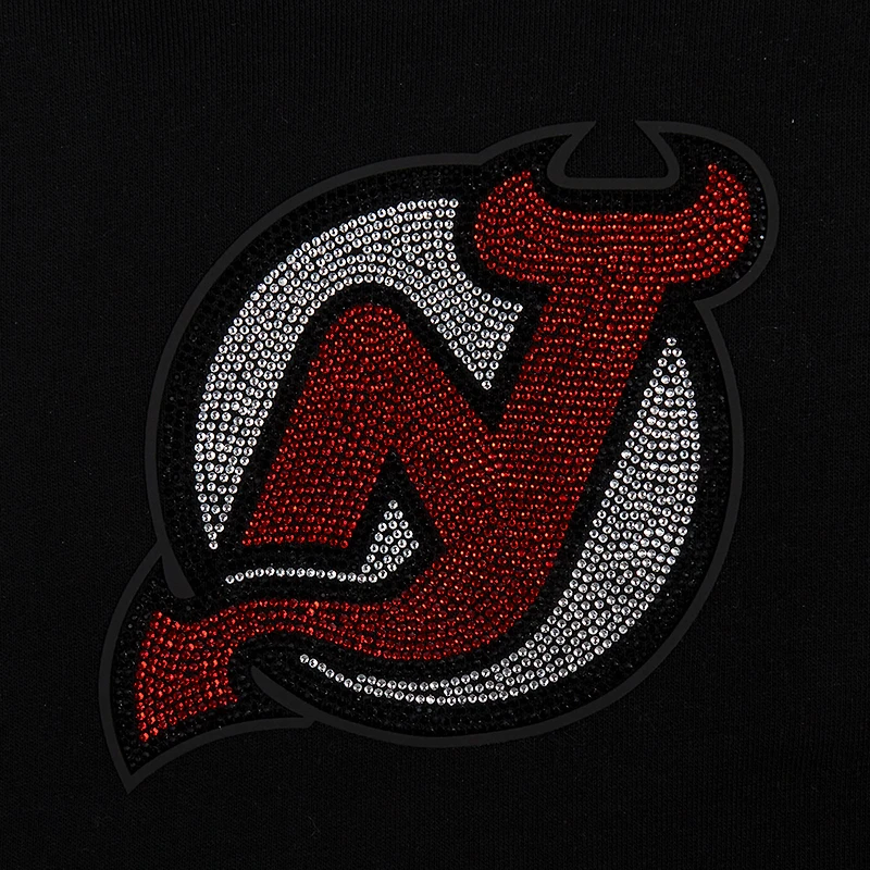Women's Pro Standard  Black New Jersey Devils Jewels Cropped Pullover Hoodie