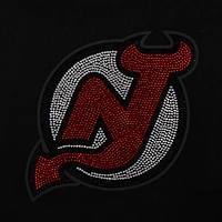 Women's Pro Standard  Black New Jersey Devils Jewels Cropped Pullover Hoodie