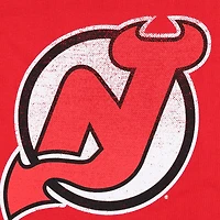 T-shirt à manches longues imprimé vieilli avec nom et numéro pour femme Jack Hughes Red New Jersey Devils