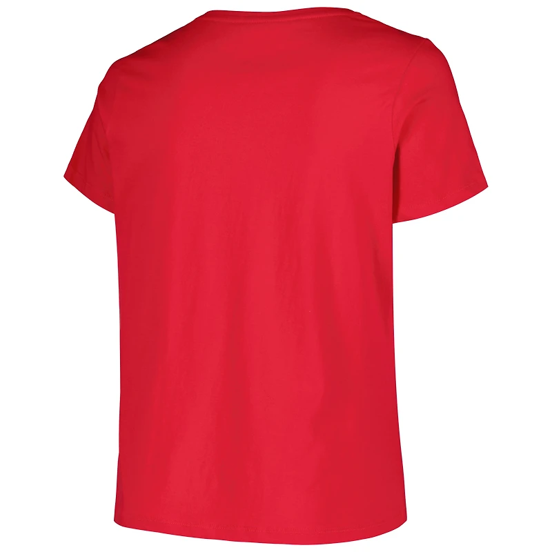 T-shirt profil rouge pour femme des Devils du New Jersey, grande taille, avec logo arqué