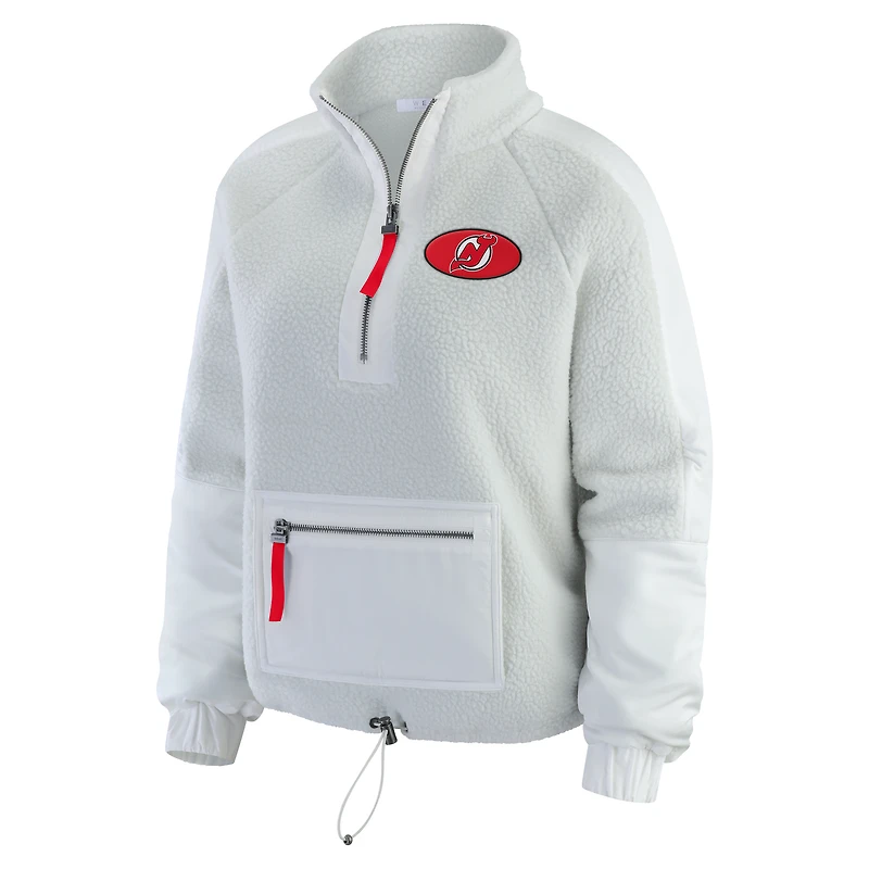 Women's WEAR by Erin Andrews Gray New Jersey Devils Polar Fleece Quarter-Zip Jacket