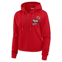 Sweat à capuche en tricot gaufré rouge WEAR by Erin Andrews pour femme des Devils du New Jersey