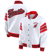 Veste sweat-shirt en polaire à boutons-pression pour femme WEAR by Erin Andrews blanc/rouge des Devils du New Jersey