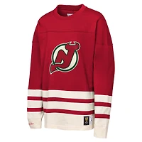 Haut à manches longues épais point de chaîne rouge des Devils du New Jersey Mitchell & Ness pour jeunes