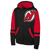 Sweat à capuche entièrement zippé pour jeunes New Jersey Devils Face Off noir