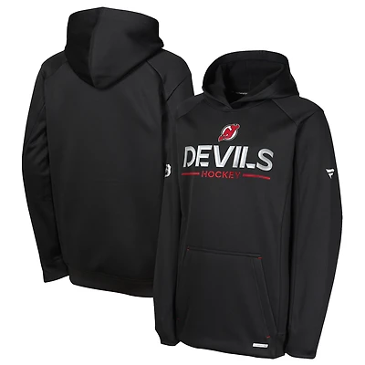 Sweat à capuche raglan authentique Pro Rink des New Jersey Devils pour jeunes fanatiques noirs