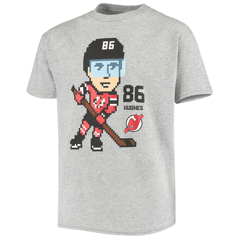 Youth Jack Hughes Heathered Gray New Jersey Devils Pixel Player T-Shirt