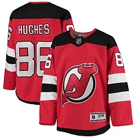 Maillot domicile Premier Player Jack Hughes rouge des New Jersey Devils pour jeunes
