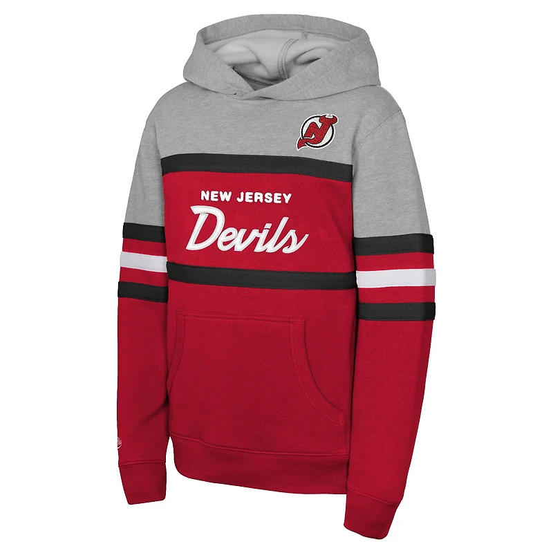 Youth Mitchell & Ness Red New Jersey Devils Head Coach Pullover Hoodie