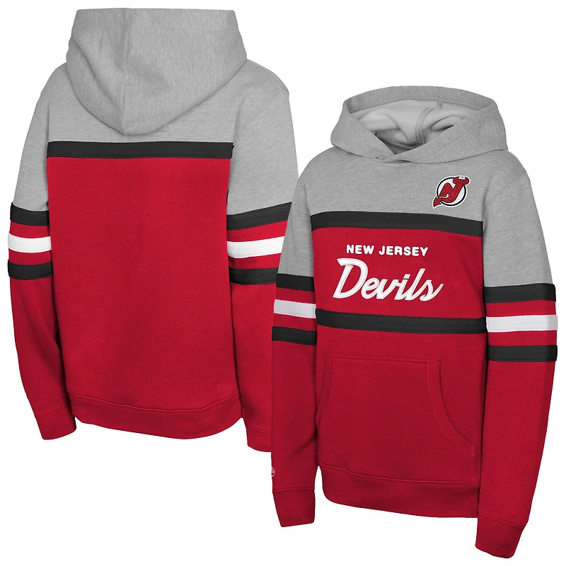 Youth Mitchell & Ness Red New Jersey Devils Head Coach Pullover Hoodie