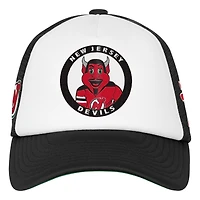Youth Mitchell & Ness  White New Jersey Devils Mascot Adjustable Trucker Hat
