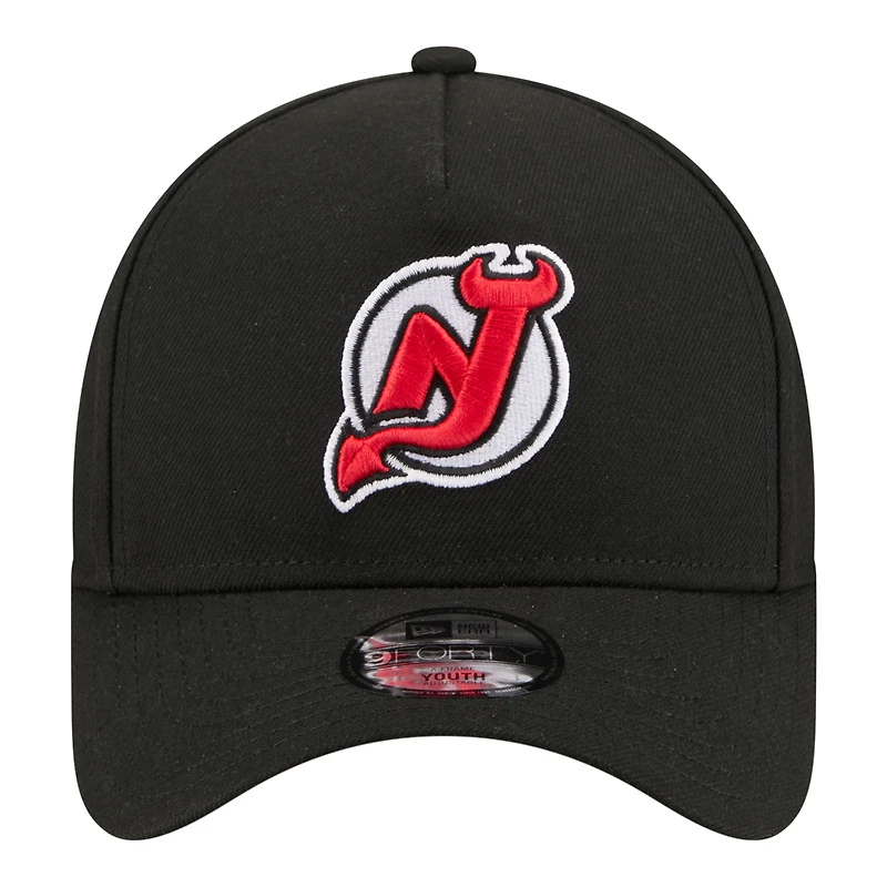 Youth New Era Black New Jersey Devils 9FORTY A-Frame Adjustable Hat