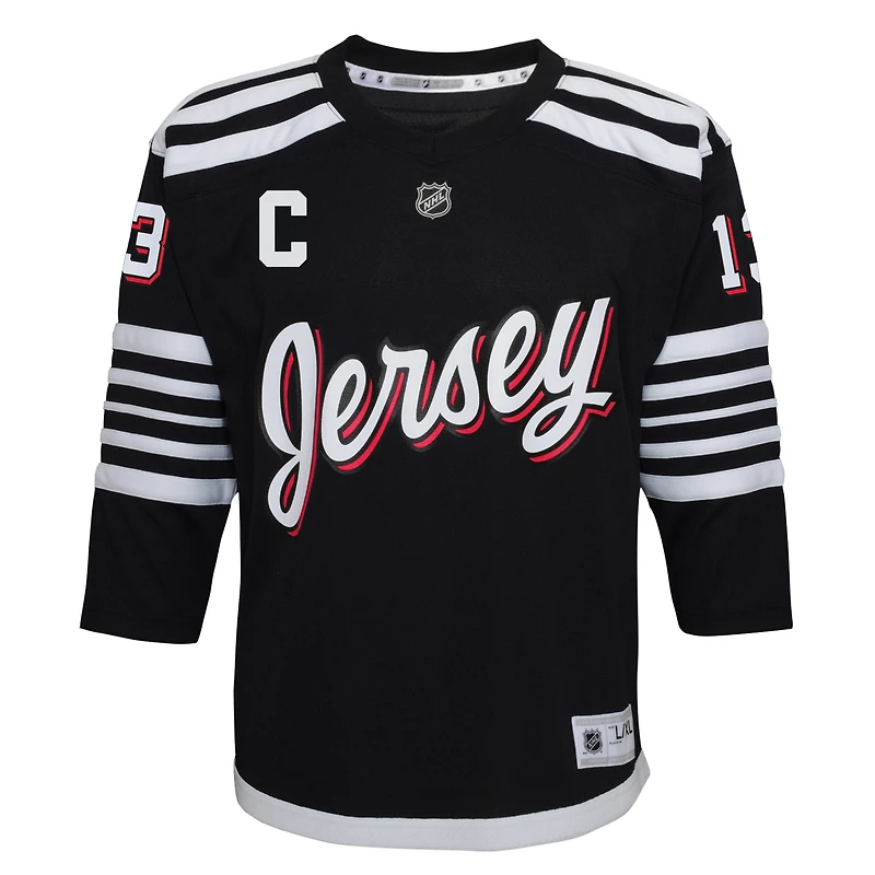 Maillot de joueur réplique alternatif des Devils du New Jersey noir Nico Hischier 2021/22 pour jeune