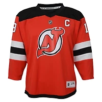 Maillot de joueur réplique à domicile du capitaine des Devils New Jersey pour les jeunes Nico Hischier Red