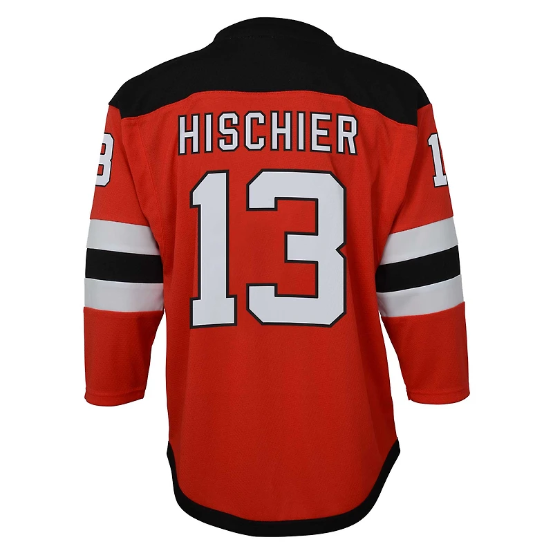 Maillot de joueur réplique à domicile du capitaine des Devils New Jersey pour les jeunes Nico Hischier Red