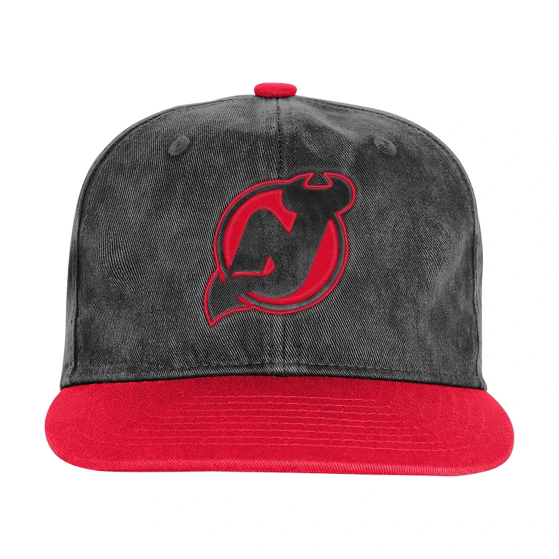 Casquette ajustable True Retro Deadstock des New Jersey Devils, noire/rouge, pour jeunes Outerstuff