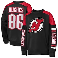 Youth Outerstuff Jack Hughes Black New Jersey Devils Best Defense Name & Number Crewneck Sweatshirt