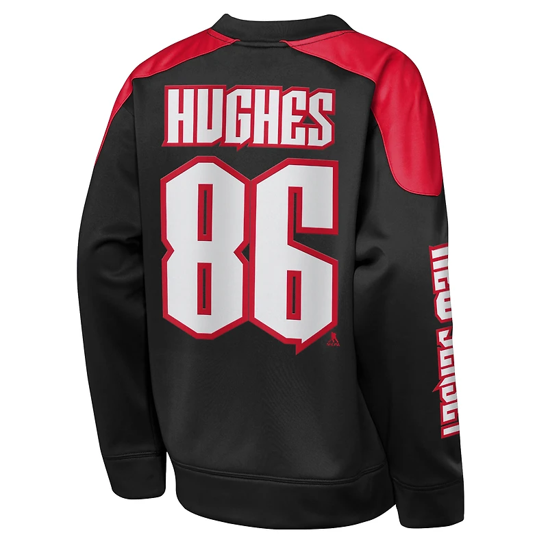 Youth Outerstuff Jack Hughes Black New Jersey Devils Best Defense Name & Number Crewneck Sweatshirt
