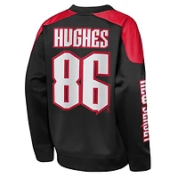 Youth Outerstuff Jack Hughes Black New Jersey Devils Best Defense Name & Number Crewneck Sweatshirt