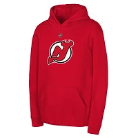 Youth Red New Jersey Devils Primary Logo Pullover Hoodie