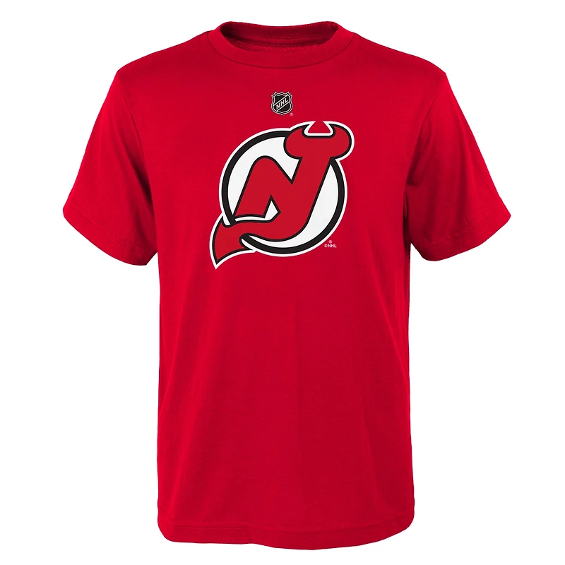 T-shirt rouge avec logo principal des Devils du New Jersey pour jeunes