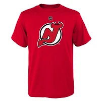 T-shirt rouge avec logo principal des Devils du New Jersey pour jeunes