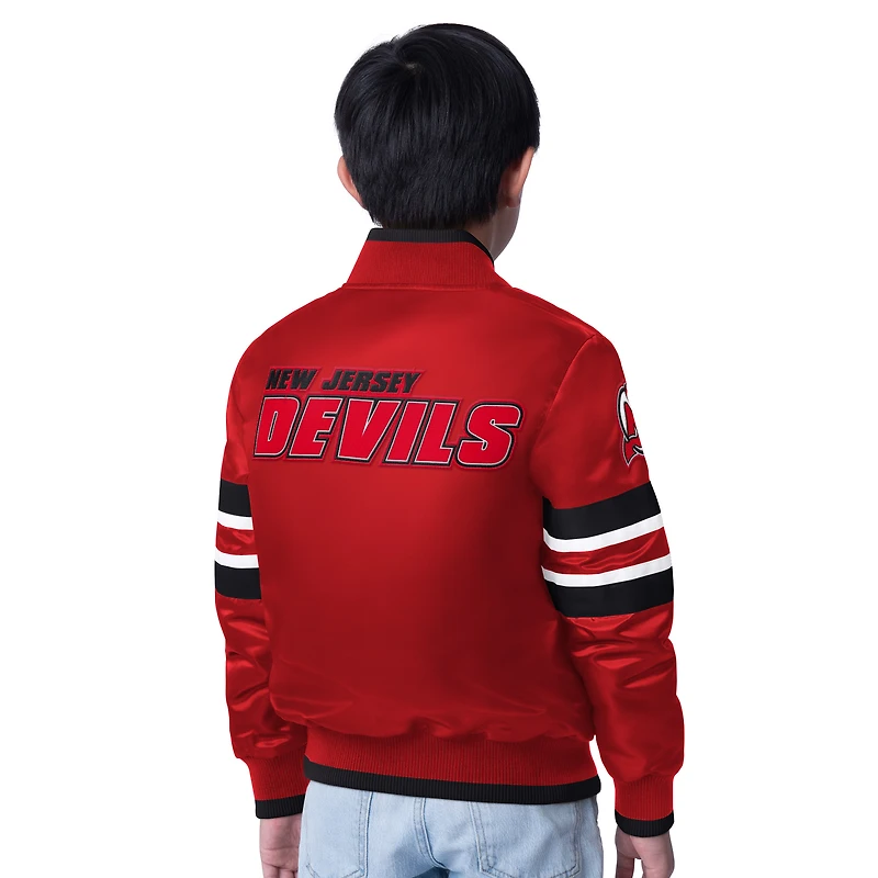 Youth Starter Red/Black New Jersey Devils Scout 1 Full-Snap Varsity Jacket