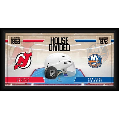 Collage de hockey encadré de 10" x 20" des Devils du New Jersey contre les Islanders de New York