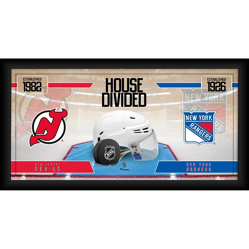 Collage de hockey encadré de 10" x 20" des Devils du New Jersey contre les Rangers de New York