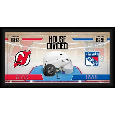 Collage de hockey encadré de 10" x 20" des Devils du New Jersey contre les Rangers de New York