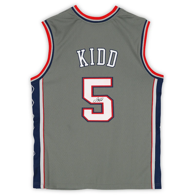 Maillot authentique Mitchell & Ness gris autographié par Jason Kidd des New Jersey Nets 2004-05
