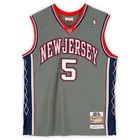 Maillot authentique Mitchell & Ness gris autographié par Jason Kidd des New Jersey Nets 2004-05