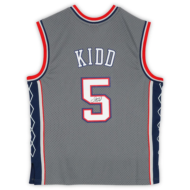 Maillot Swingman Mitchell & Ness gris autographié par Jason Kidd des New Jersey Nets 2004-05