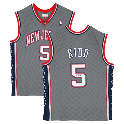 Maillot Swingman Mitchell & Ness gris autographié par Jason Kidd des New Jersey Nets 2004-05