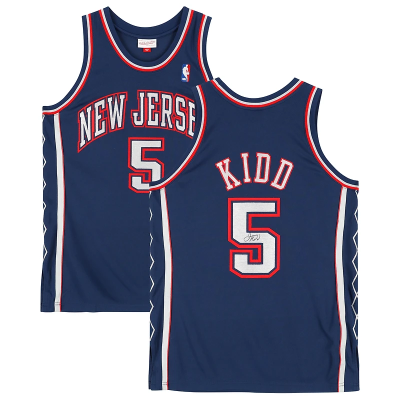 Maillot authentique dédicacé par Jason Kidd des New Jersey Nets, bleu marine, Mitchell & Ness 2006-07