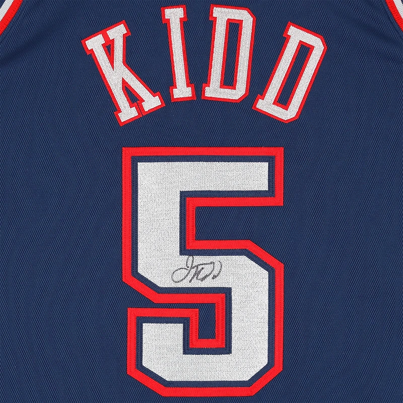 Maillot authentique dédicacé par Jason Kidd des New Jersey Nets, bleu marine, Mitchell & Ness 2006-07