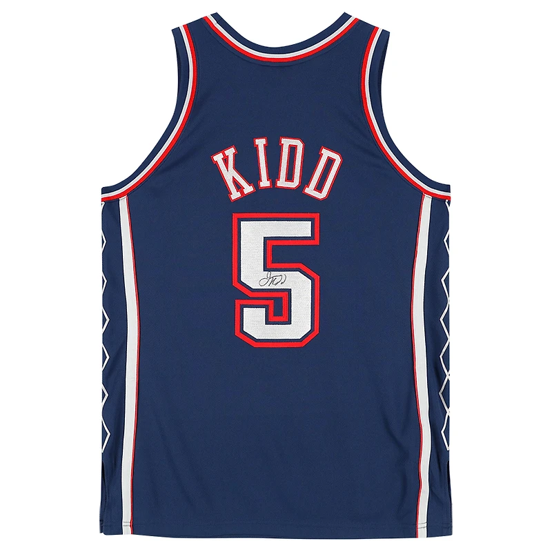 Maillot authentique dédicacé par Jason Kidd des New Jersey Nets, bleu marine, Mitchell & Ness 2006-07