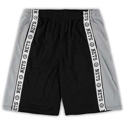 Short en maille à bande Big & Tall Fanatics pour hommes, noir/argent, New Jersey Nets