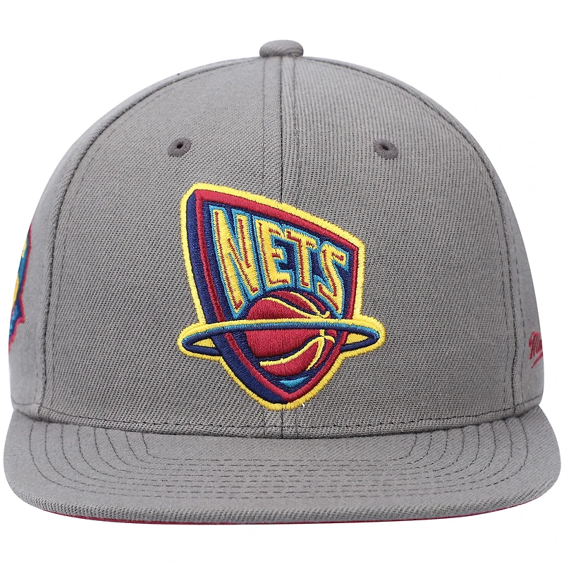 Casquette ajustée pour homme Mitchell & Ness Charcoal New Jersey Nets Hardwood Classics 35 Years Carbon Cabernet