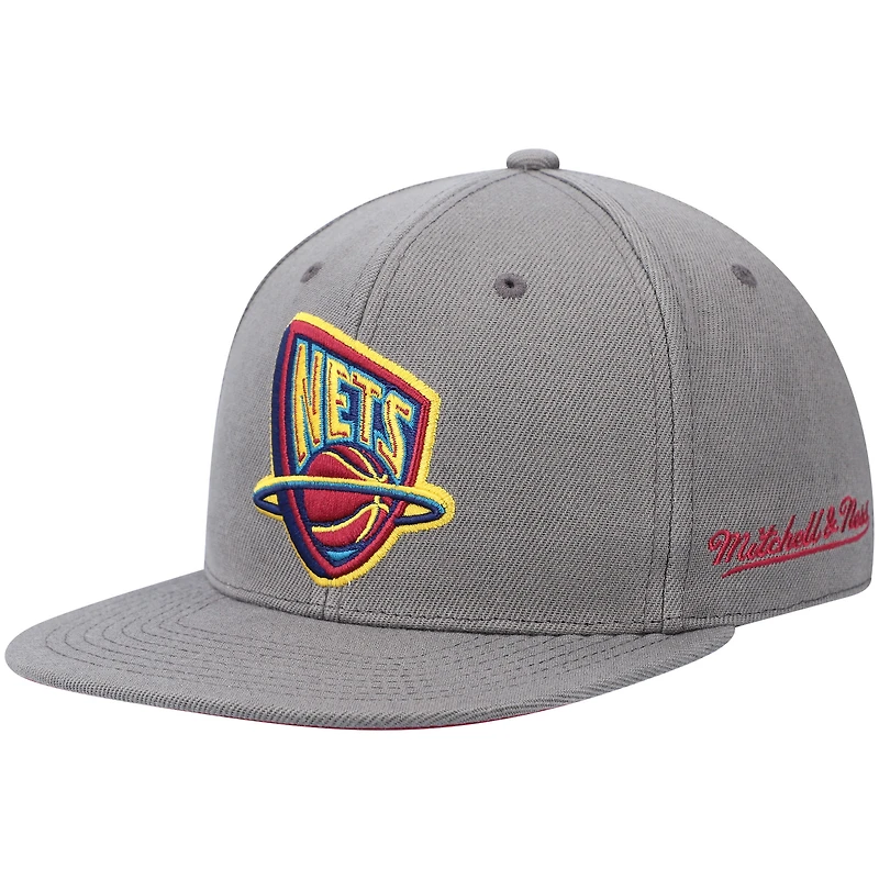 Casquette ajustée pour homme Mitchell & Ness Charcoal New Jersey Nets Hardwood Classics 35 Years Carbon Cabernet